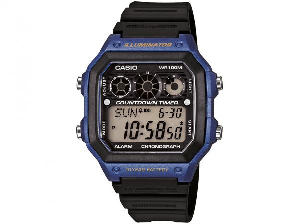Tudo sobre 'Relógio Masculino Casio Digital - Resistente à Água Cronômetro AE-1300WH-2AVDF'
