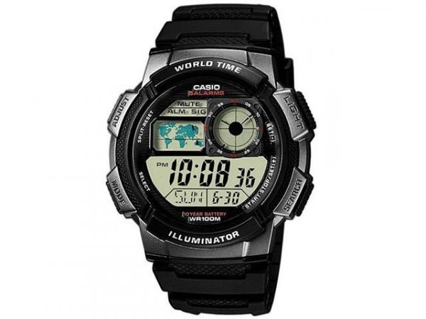 Tudo sobre 'Relógio Masculino Casio Mundial AE 1000W 1BVDF - Digital Resistente à Água com Cronógrafo'