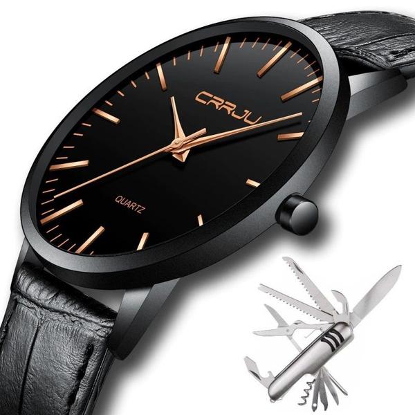 Relógio Masculino Casual Ultra Fino de Luxo e Canivete Inox - Crrju