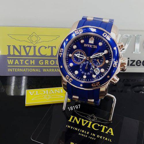 Relógio Masculino Invicta Pro Diver Model 18197 Pro Diver Azul Silicone 48mm