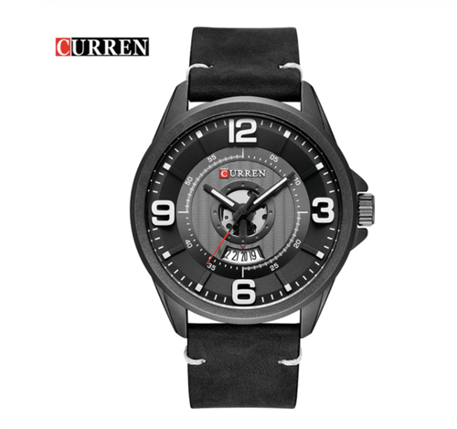 Relógio Masculino Luxo 8305 Curren Pulseira em Couro (Preto)