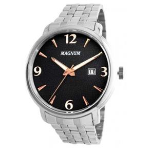 Relógio Masculino Magnum Pulseira Prata Aco Inox Ma34594t