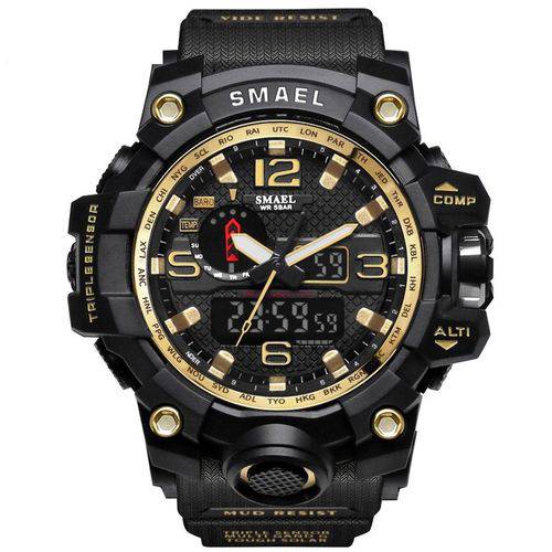 Tudo sobre 'Relógio Masculino Militar G-Shock Smael 1545 Prova Agua Black Gold'