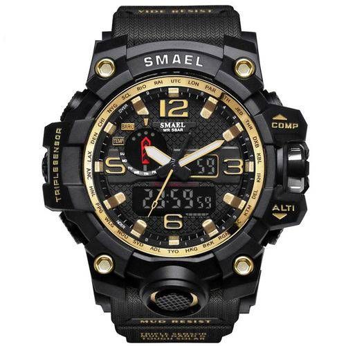 Relógio Masculino Militar G-Shock Smael SG1545 Prova Agua Black Gold
