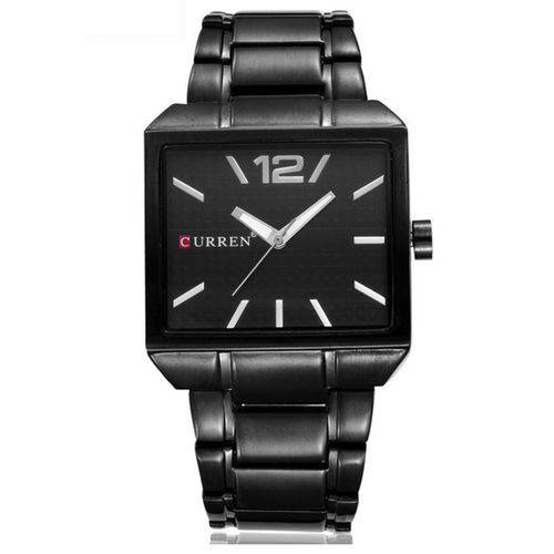 Relógio Masculino Quadrado Aço Inox Curren 8132 Preto