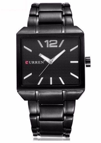 Relógio Masculino Quadrado Aço Inox Curren 8132 Preto