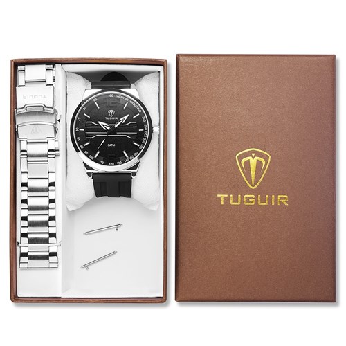 Relógio Masculino Tuguir Analógico TG105 - Preto e Prata