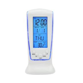 Relogio Mesa Led Azul Digital Hora Data Temperatura Alarme