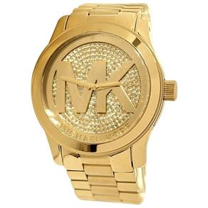 Relógio Michael Kors Dourado Mk5706 Strass Gold 45mm