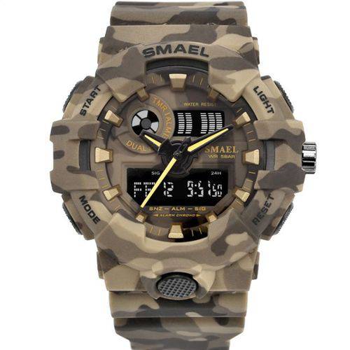 Relógio Militar Esportivo Digital Shock Camuflado Smael 8001