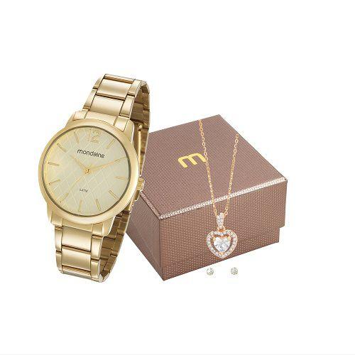 Relógio Mondaine Feminino 53607LPMVDE1K1 + Kit Colar e Brincos
