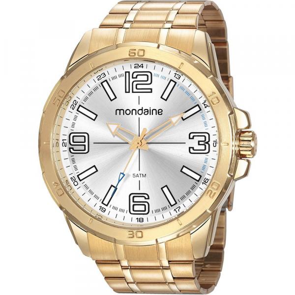 Relógio Mondaine Masculino Dourado 53832GPMVDE2 Analógico 5 Atm Cristal Mineral Tamanho Grande