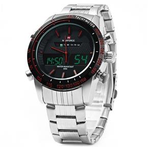 Relógio NaviForce Modelo 9024 - Prata/Vermelha