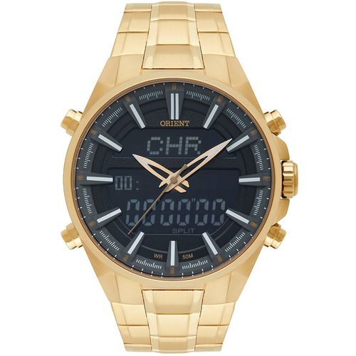 Relógio Orient Masculino Anadigi Mgssa003 P1kx Dourado