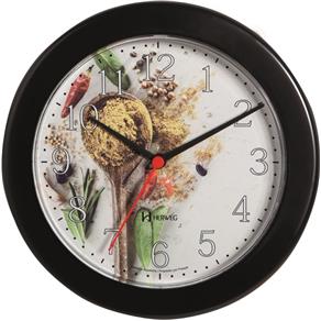 Relógio Parede 21cm Silencioso Preto Cozinha Herweg 660063S