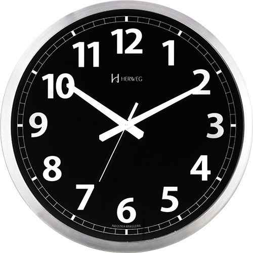 Relógio Parede 40cm Gigante Preto Alumínio Ref - 6720s - Herweg