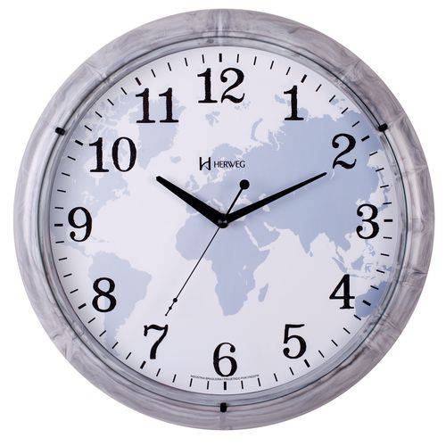 Relógio Parede 40cm Silencioso Cinza Mármore Herweg 660068S