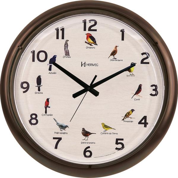 Relógio Parede Canto Pássaros Brasileiros Herweg 6691-304
