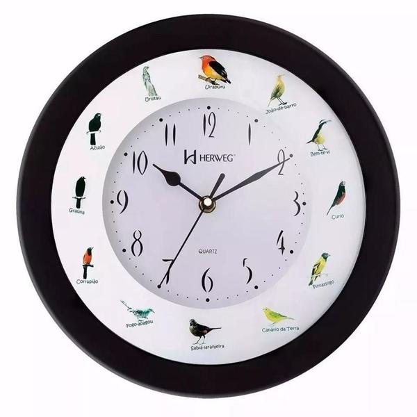 Relógio Parede Canto Pássaros Brasileiros Herweg 6370-34