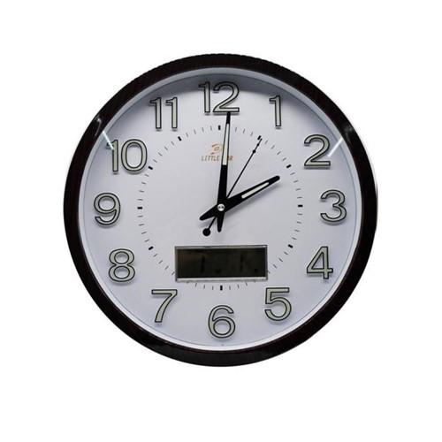 Relógio de Parede Digital e Analógico 34cm Makeda