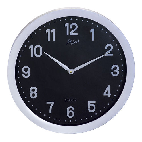 Relógio Parede Grande Redondo de Plástico 50cm Branco Preto