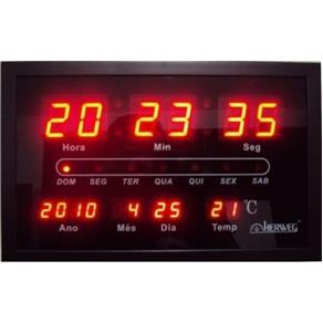 Relógio Parede Herweg 6289 Digital Led Termometro Calendario