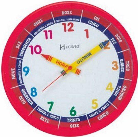Relógio Parede Herweg Educativo Infantil 6690 269 Vermelho