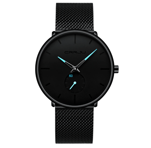 Relógio Quartz Luxury / Preto e Azul
