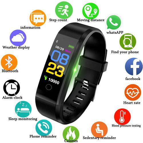 Relógio Smart Watch 116 Monitor Cardíaco Inteligente Fitness Ios 2018