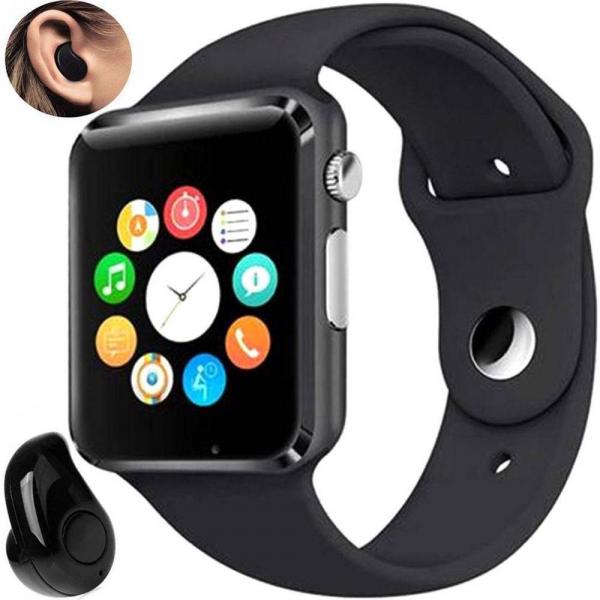 Tudo sobre 'Relógio Smartwatch A1 Inteligente Gear Chip Celular Touch PRETO PRATA + Mini Fone de Ouvido Bluetooth PRETO'