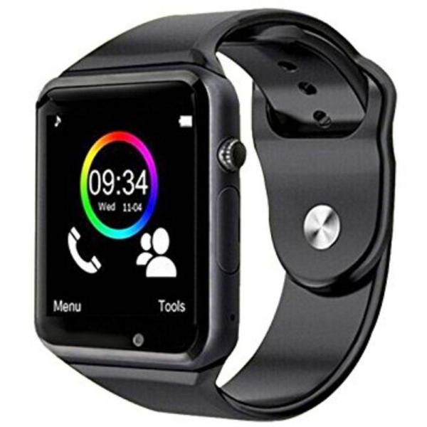 Relógio Smartwatch Android, Notificações Whatsapp, Bluetooth, Camera - Preto - A1 Smartwatch