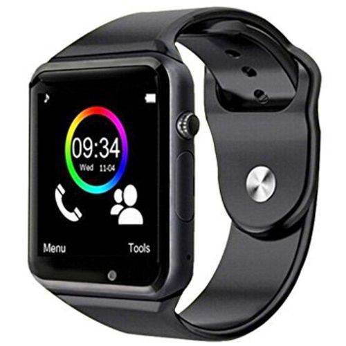 Relógio Smartwatch Android, Notificações Whatsapp, Bluetooth, Camera - Preto
