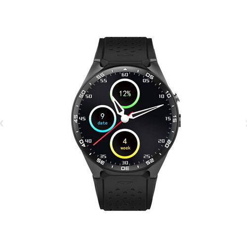 Relógio Smartwatch Bluetooth Kw88 Android 5.1 3G Chip Tela Amoled 400x400 Kingwear 4Gb Gps Preto