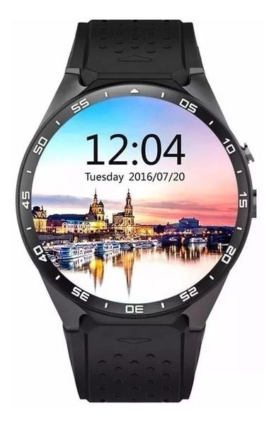 Relógio Smartwatch Bluetooth Kw88 Android 5.1 3g Chip Tela Amoled 400x400 Kingwear 4gb Gps Preto
