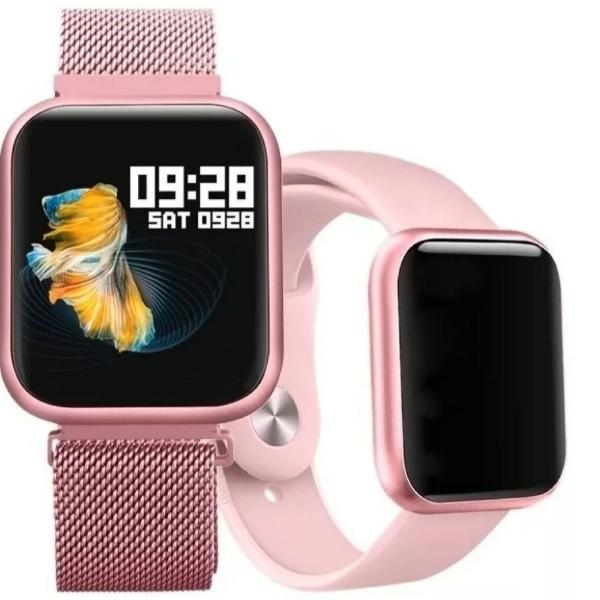Relógio Smartwatch P70 Monitor Cardíaco Pressão Arterial Sono Passos Android Ios Rosa - Lx