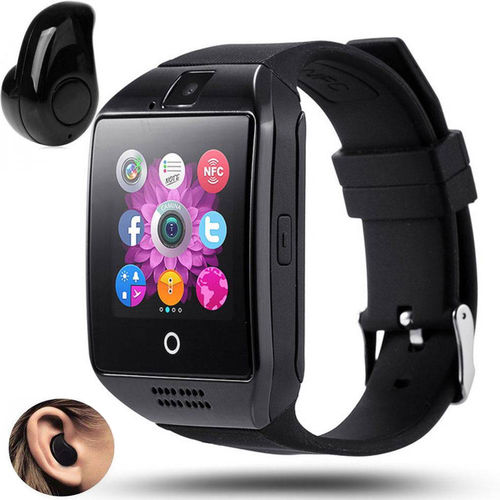 Relógio Smartwatch Q18 Inteligente Gear Chip Celular Touch + Mini Fone de Ouvido Bluetooth - Preto