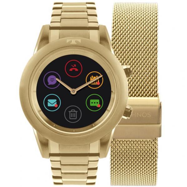 Relógio Smartwatch Technos Connect Duo Dourado Feminino P01AC/4P