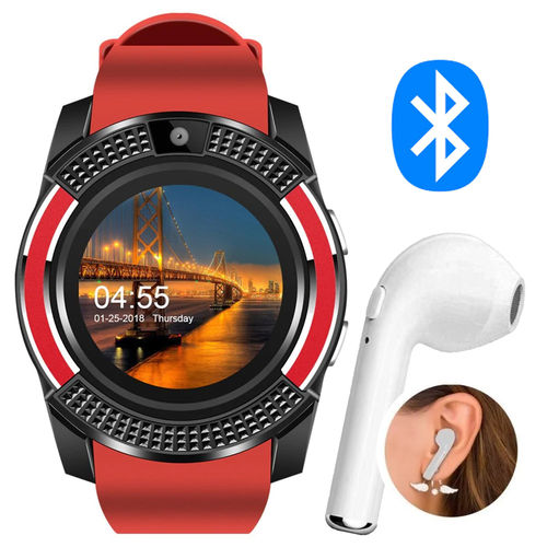 Relógio Smartwatch V8 Inteligente Gear Chip Celular Touch + Fone de Ouvido Bluetooth I7