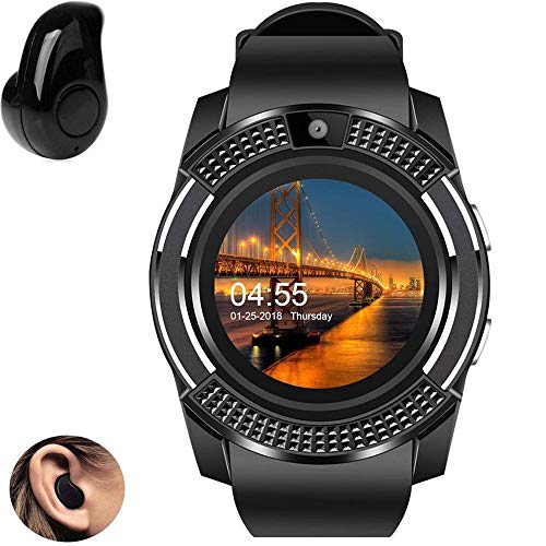 Relógio Smartwatch V8 Inteligente Gear Chip Celular Touch + MINI Fone de Ouvido Bluetooth S530 (PRETO)