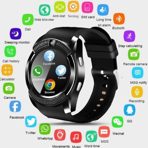 Tudo sobre 'Relógio Smartwatch V8 Original Touch Bluetooth Gear Chip - Preta - Dreat'