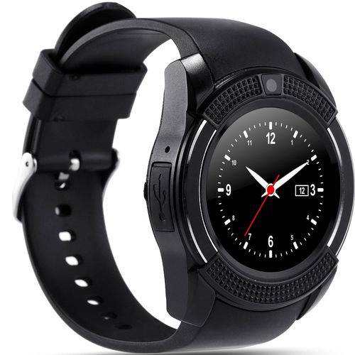 Relógio Smartwatch V8 Original Touch Bluetooth Gear Chip - Preta