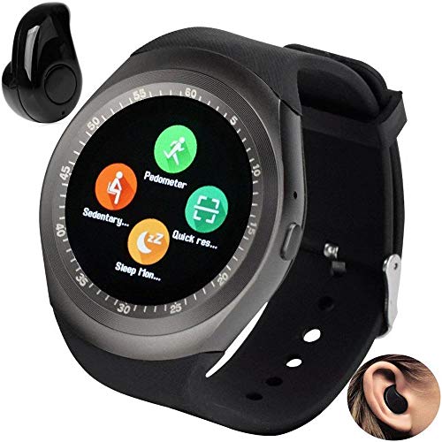 Relógio Smartwatch Y1 Inteligente Gear Chip Celular Touch + MINI Fone de Ouvido Bluetooth S530 (PRETO)
