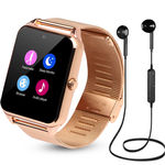 Relógio Smartwatch Z60 Celular Inteligente Chip Pedômetro Câmera + Fone de Ouvido Bluetooth Dourado