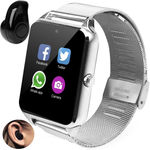 Relógio Smartwatch Z60 Celular Inteligente Chip Pedômetro + Mini Fone de Ouvido Bluetooth - Prata