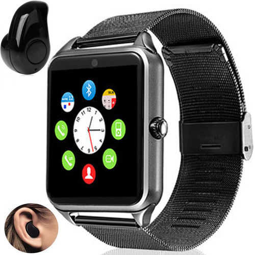 Relógio Smartwatch Z60 Celular Inteligente Chip Pedômetro + Mini Fone de Ouvido Bluetooth - Preto
