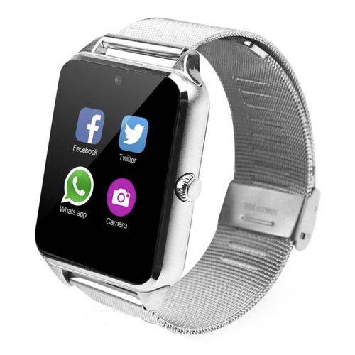 Tudo sobre 'Relógio Smartwatch Z60 Celular Inteligente Touch Bluetooth Chip Ligações Pedômetro Câmera - Prata'