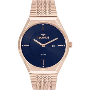 Relógio Technos Feminino Fashion Gl15aq/4a Rose Gold Azul