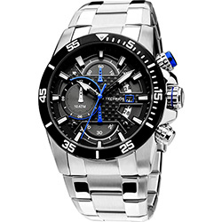 Relógio Technos Masculino Social Prata C/ Azul - OS10DV/1A