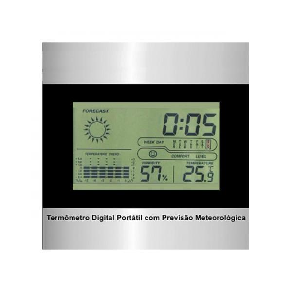 Relogio Termo Higrometro Digital Estacao de Previsão Meteorologica Lcd com Maxima e Minima Despertad - Gimp