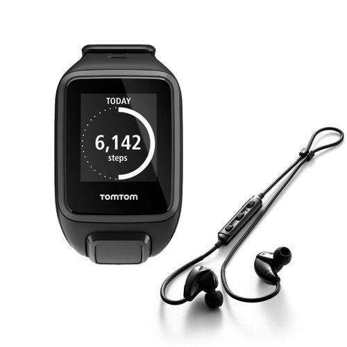 Relógio TomTom Spark Cardio + Music Preto Tamanho L com Fones Bluetooth Monitor Cardíaco GPS 3GB